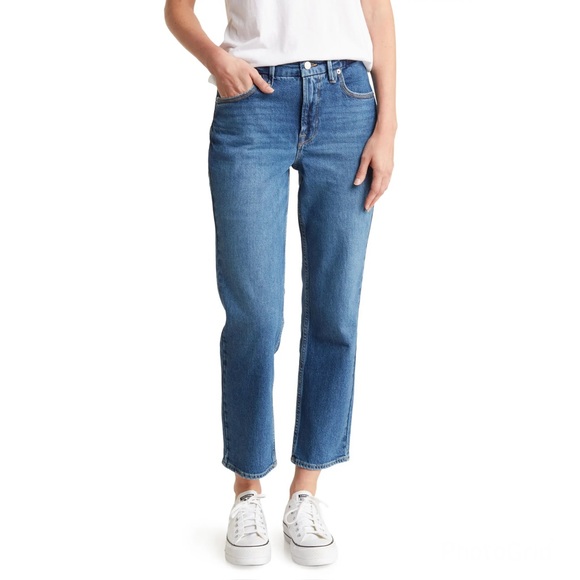 Good American ‘90s Icon High Waist Crop Straight Leg Jeans Size 8/29 EUC - Picture 1 of 11